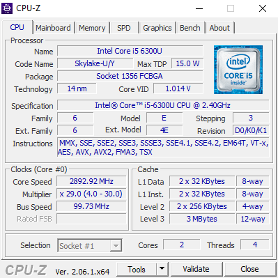 Intel Core i5 6300U