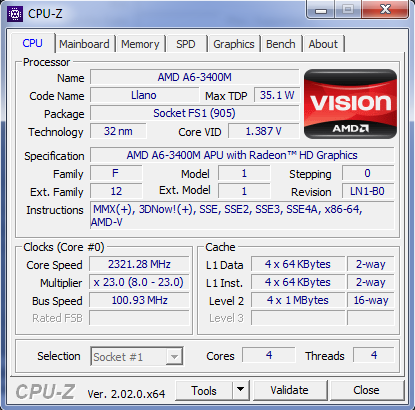 AMD A6-3400M