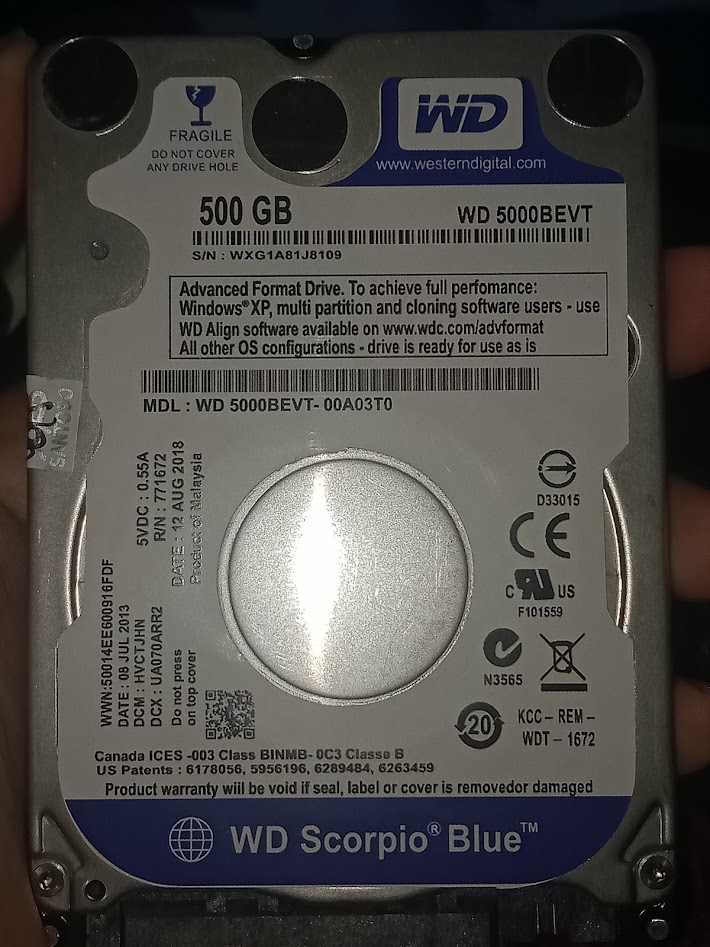 WD Scorpio Blue WD5000BEVT